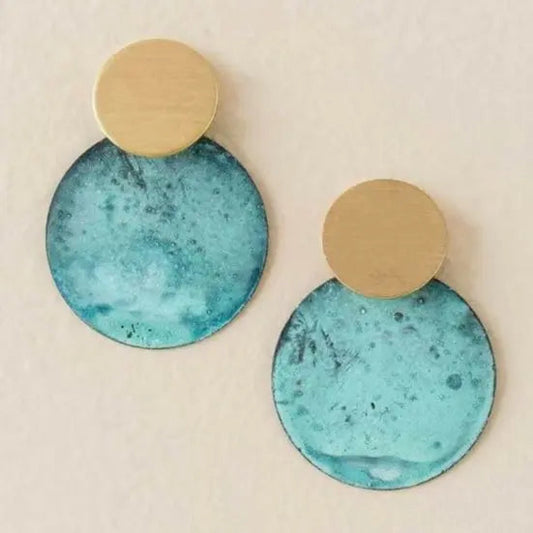 Blue acrylic gold earrings in vintage style
