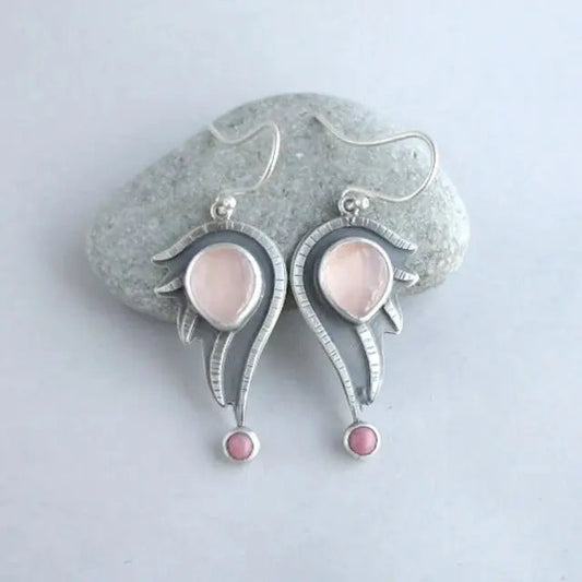 Vintage style earrings with pink crystals