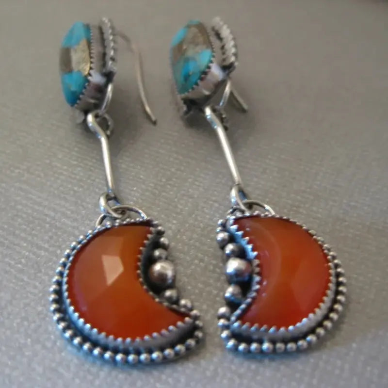 Red and blue vintage style earrings