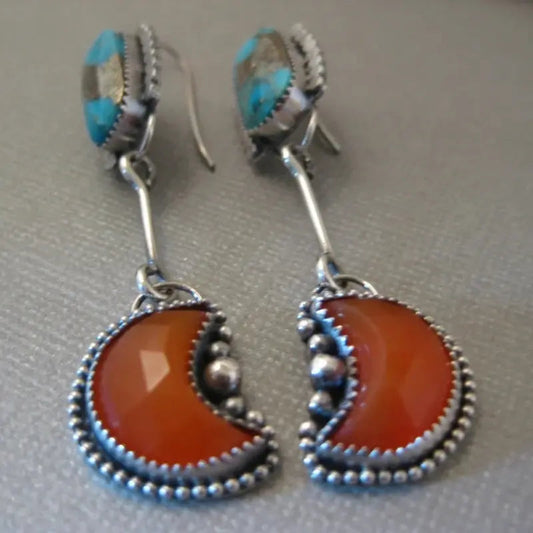 Red and blue vintage style earrings