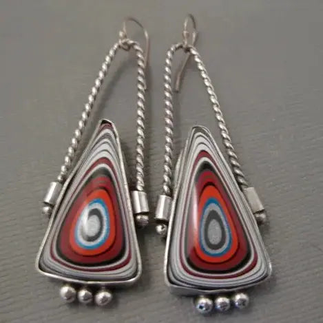Multicolored silver earrings in vintage style