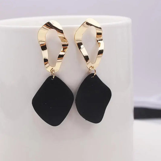 Black and gold vintage style earrings