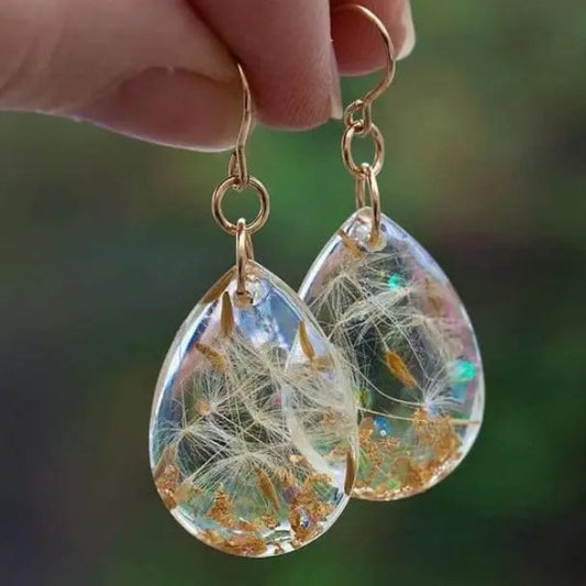 Dandelion earrings made of crystal glass in vintage style