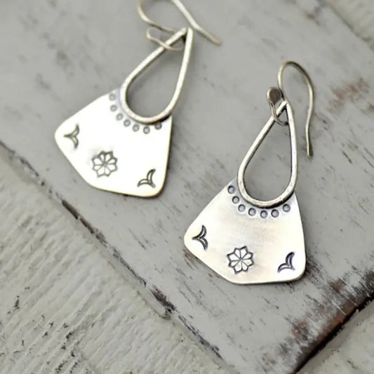 Silver pendant earrings in vintage style