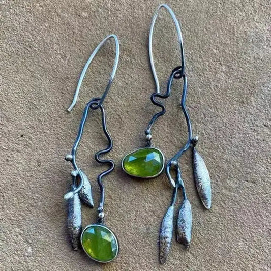 Vintage earrings with green crystal