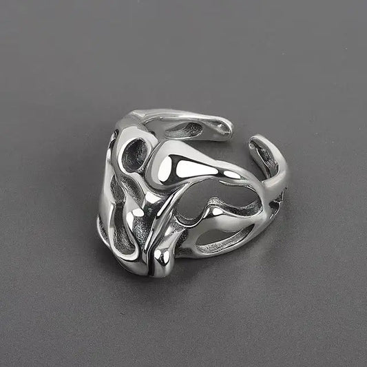 Irregular ring in gold-plated silver