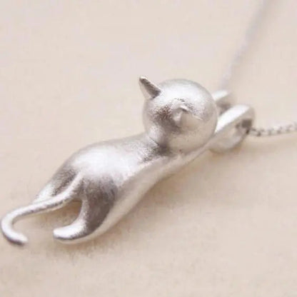 925 sterling silver necklace with funny cat