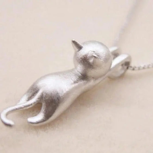 925 sterling silver necklace with funny cat