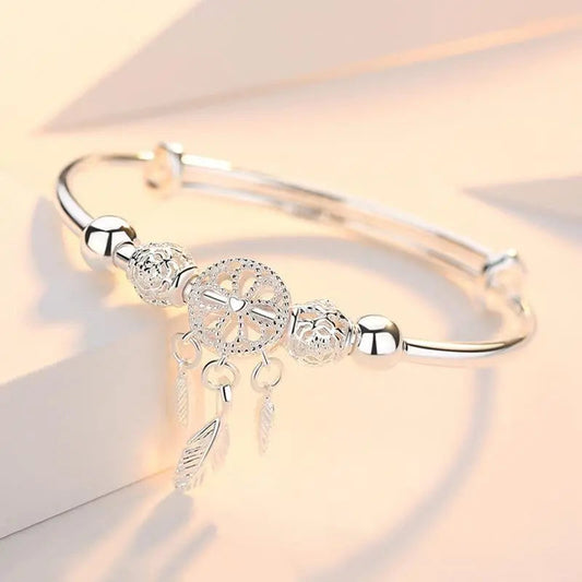 Adjustable dreamcatcher bracelet in 925 silver