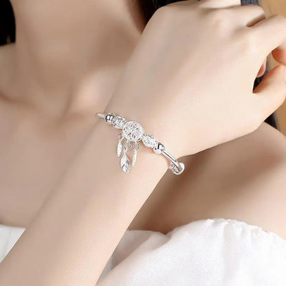 Adjustable dreamcatcher bracelet in 925 silver
