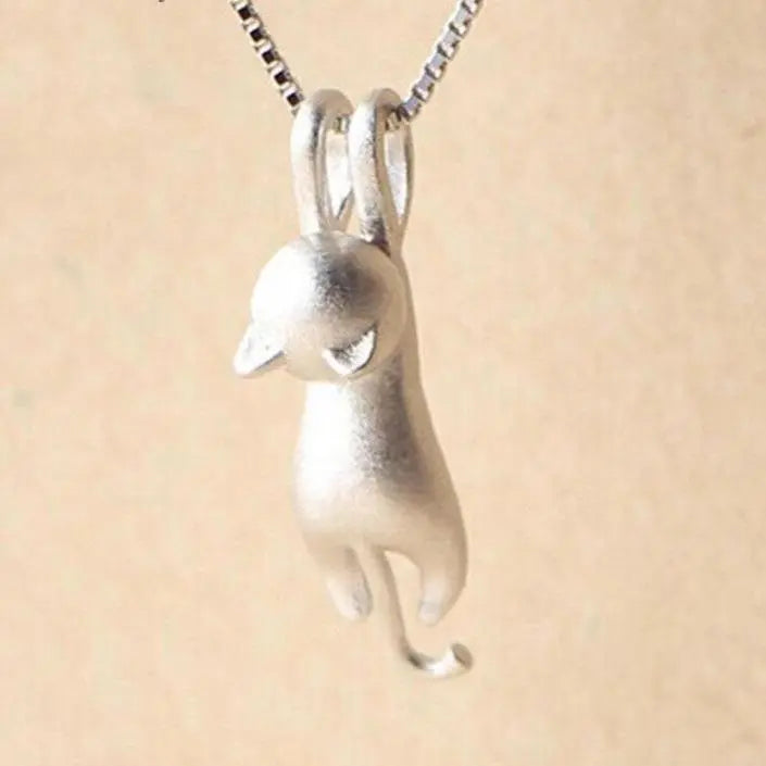 925 sterling silver necklace with funny cat